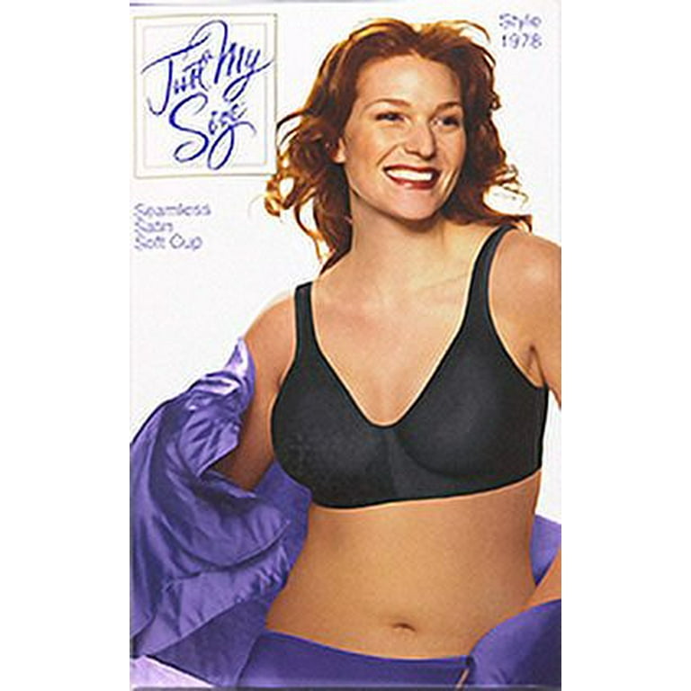 Just My Size Easy-On Front Close Wirefree Bra Black 42C Women's 