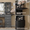 thumbnail image 5 of Vanity With Power Outlet, Vanity Desk With Mirror And 10 LED Lights, Makeup Vanity With 12 Drawers And 2 Cabinets, Fold-Up Panel, Glass Top Vanity Table With Chair For Bedroom Valentine's Day Gift, 5 of 8