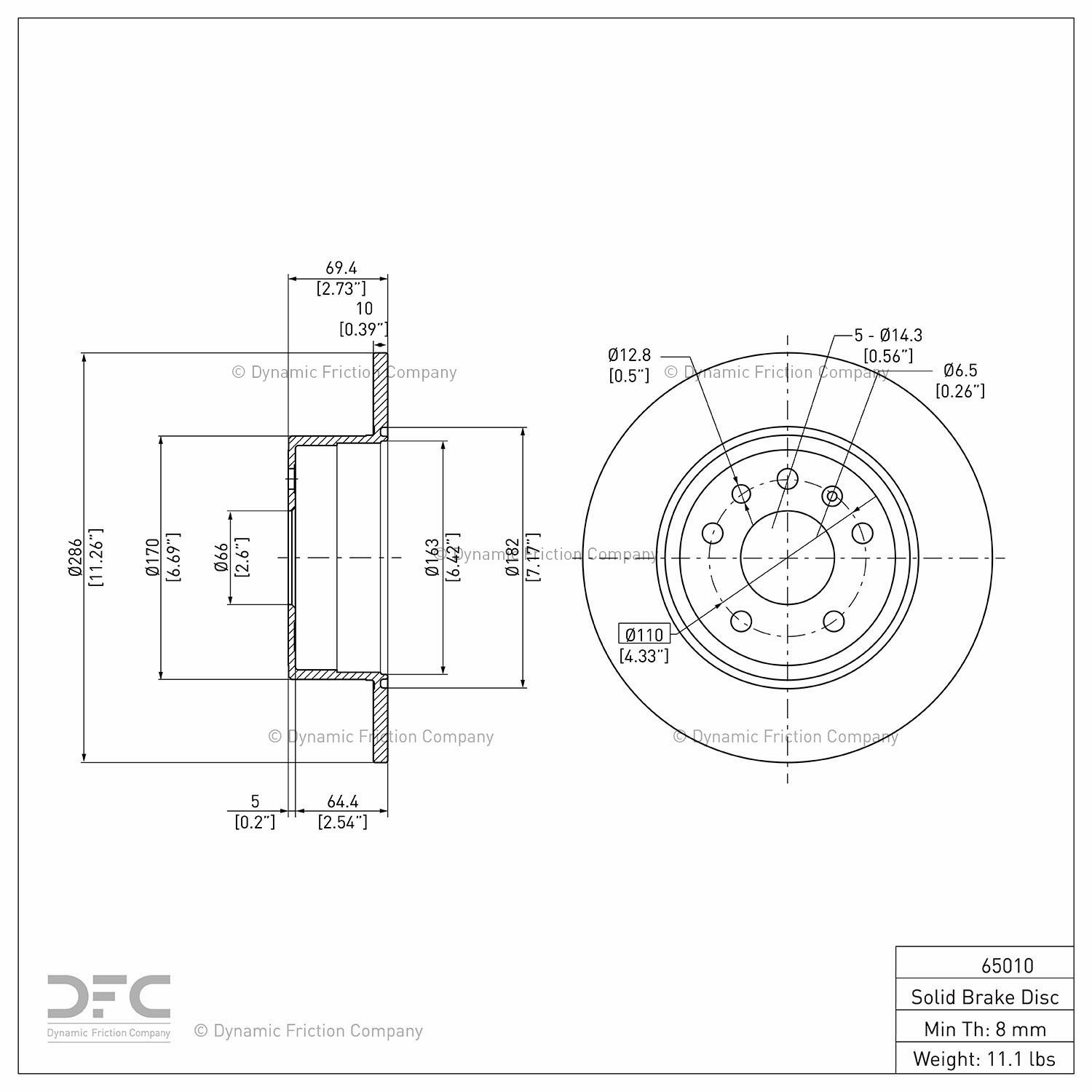 Rear Dynamic Friction Company Disc Brake Rotor 600-65010 (1)