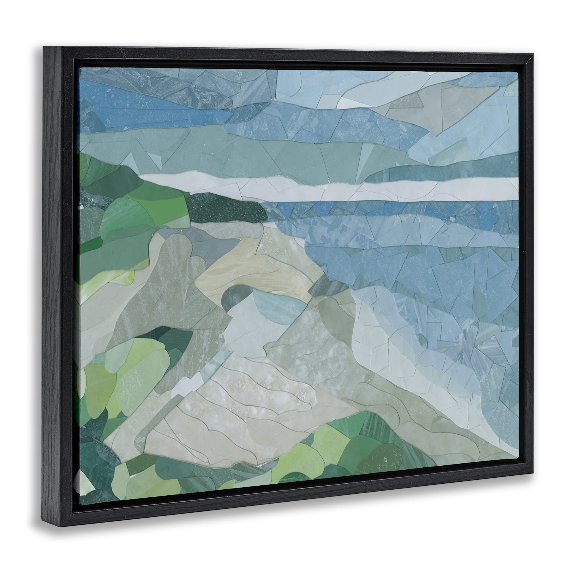 Stupell Industries Ocean Overlook Abstraction Landscape & Nature Painting Black Floater Framed Canvas Art Print Wall Art, 31 x 25