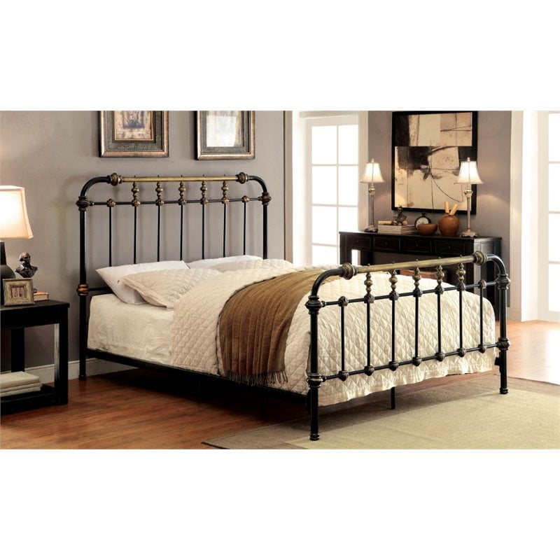 Furniture of America Cecil Transitional Metal Queen Spindle Bed in