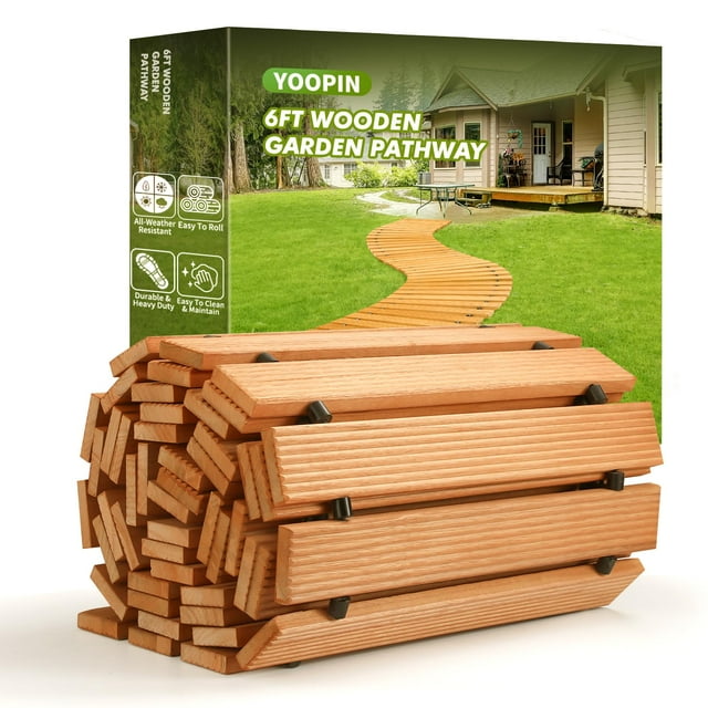 Camino de jardín de madera Yoopin, 183 cm, sicomoro, antideslizante