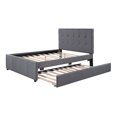 thumbnail image 4 of Trundle Beds for Kids, Full Size Linen Upholstered Platform Bed with Headboard, No Box Spring Needed, Heavy Duty Full Bed Frame with Trundle Bed, Easy Assembly, Upholstered Daybed for Boys Girls, Gray, 4 of 11