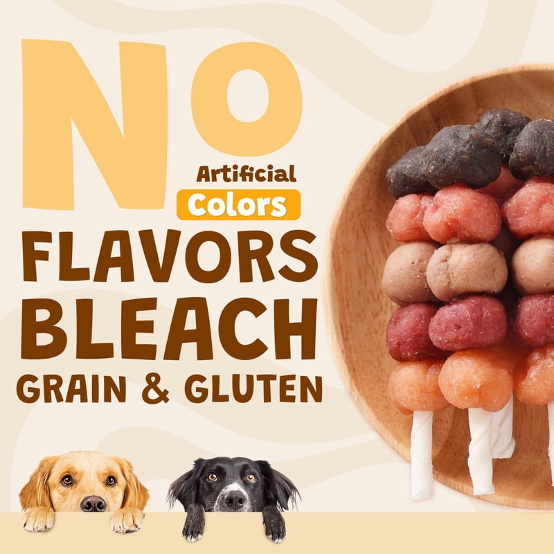 (2 pack) ASMPET Kabobs for Dog, Chicken Duck Rabbit Beef and Salmon Dog Treats for Small Medium Large Breed, 10.6oz