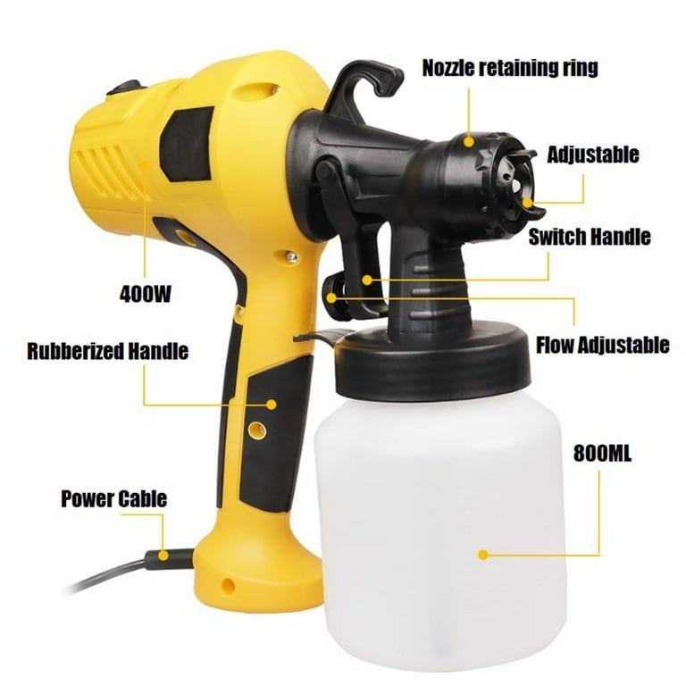 eTopeak Paint Sprayer, 800W Electric HVLP Spray Gun, Airless Paint Gun with  800ml Container for Home and Outdoors, Painting Projects 