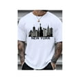 thumbnail image 1 of New York Cityscape Printed Men's Cotton T-Shirt Casual Crew Neck Short Sleeve Breathable Machine Washable White, 1 of 6