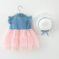 thumbnail image 3 of Ruyang Toddler Baby Girls Denim Tulle Dress Frilled Flying Sleeve Sundress Cotton Ruffle Mesh Button Dress Sun Protection, 3 of 9