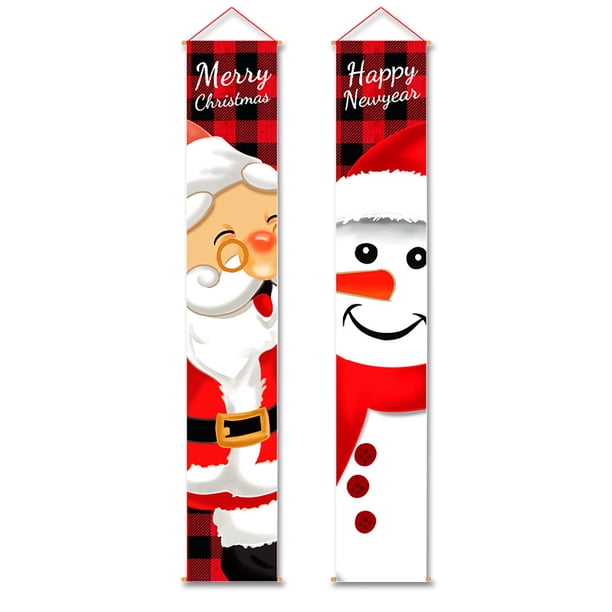 Carteles de puerta, ambiente de fiesta de Navidad, decoración de Papá Noel, pareados, 30x180 cm, accesorios de fotografía de tela Oxford 1 par tholdsy HA008631-00