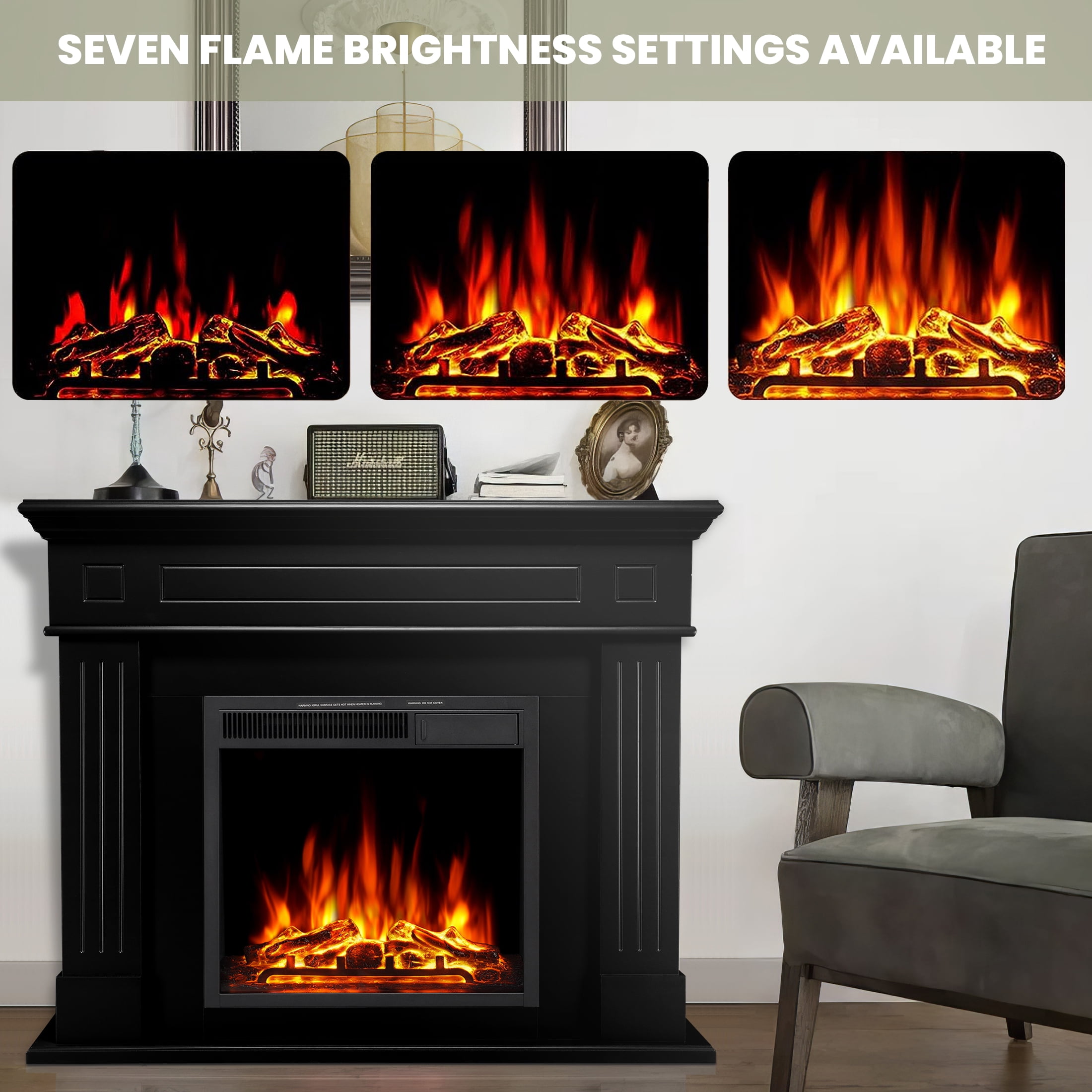 KISSAIR 39.57" x 43.31" Freestanding Remote Controlled 1500W Electric Fireplace