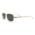 thumbnail image 6 of Narrow Rectangle Luxury Leopard Head Jewel Hinges Metal Rim Sunglasses Gold - Black, 6 of 8