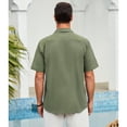 thumbnail image 4 of Men's Short Sleeve Linen Shirts Casual Button Down Shirt Summer Hawaiian Shirt with Pocket M, 4 of 8
