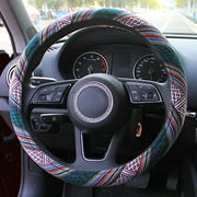 Copap Steering Wheel Cover 15 inch Green Woven Cloth Universal Fit Most Auto Cars Coarse Flax Cloth Baja Blanket