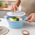thumbnail image 5 of Collapsible Silicone Steamer Pot for Microwave, Foldable Vegetable Steamer with Perforated Tray, Space-Saving Kitchen Cookware with Cool-Touch Handles, 5 of 7