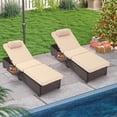 thumbnail image 4 of HOMREST Pool PE Wicker Lounge Chairs Set of 2,Lounge Chairs with Adjustable Headrest & Soft Cushion,5 Backrest Usage Modes Chaise Lounge with Storage Rack,Patio Lounge Chair for Backyard, 4 of 8