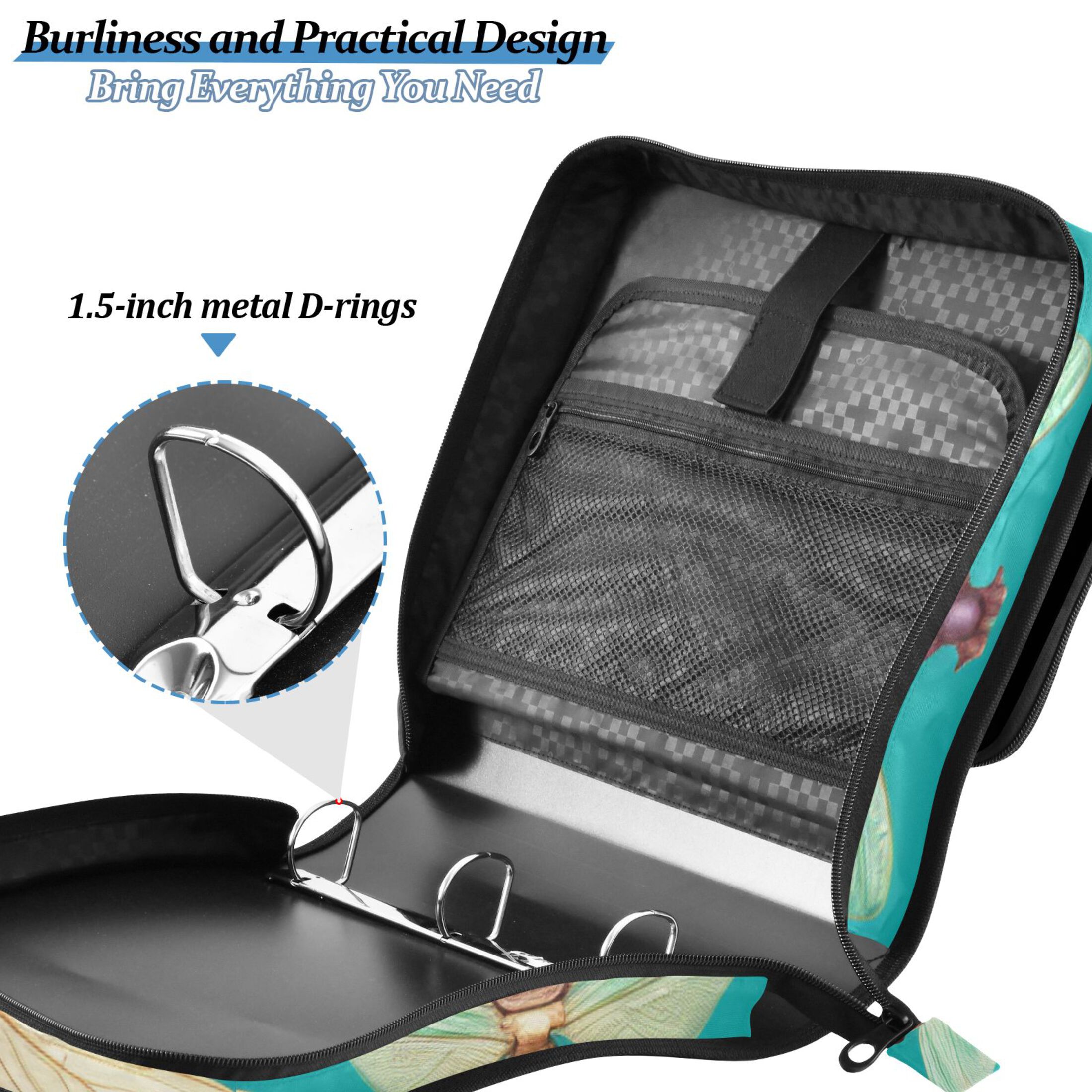 ALAZA Zipper Binder Insect 3 Ring Trapper Keeper File Folder Organizer Bag
