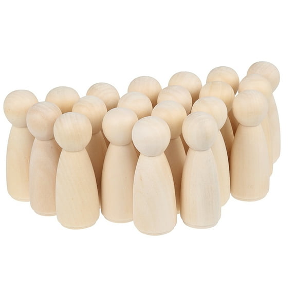 Gotydi 20 Pack Wooden Peg Dolls Unfinished Peg Natural Wood Shapes Figures Decorative Peg Doll People for Kids Painting DIY Art Craft Projects Peg Game Home Party Decor