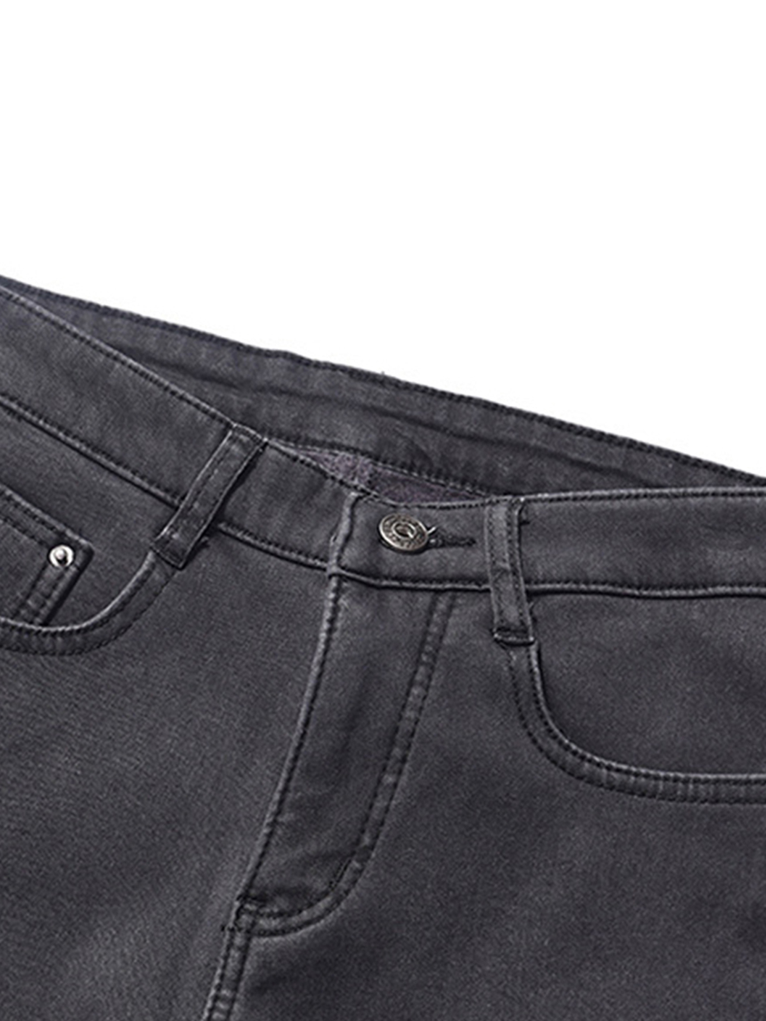 Listenwind Womens Warm Fleece Lined Jeans Stretch Skinny Winter Thick Jeggings Denim Long Pants Gray - image 4 of 6