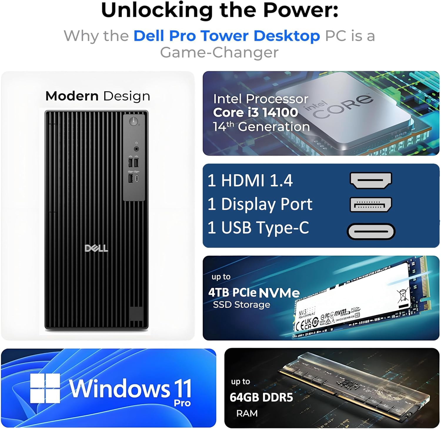 Dell 2026 Pro Desktop Computers Tower PC for Home & Business