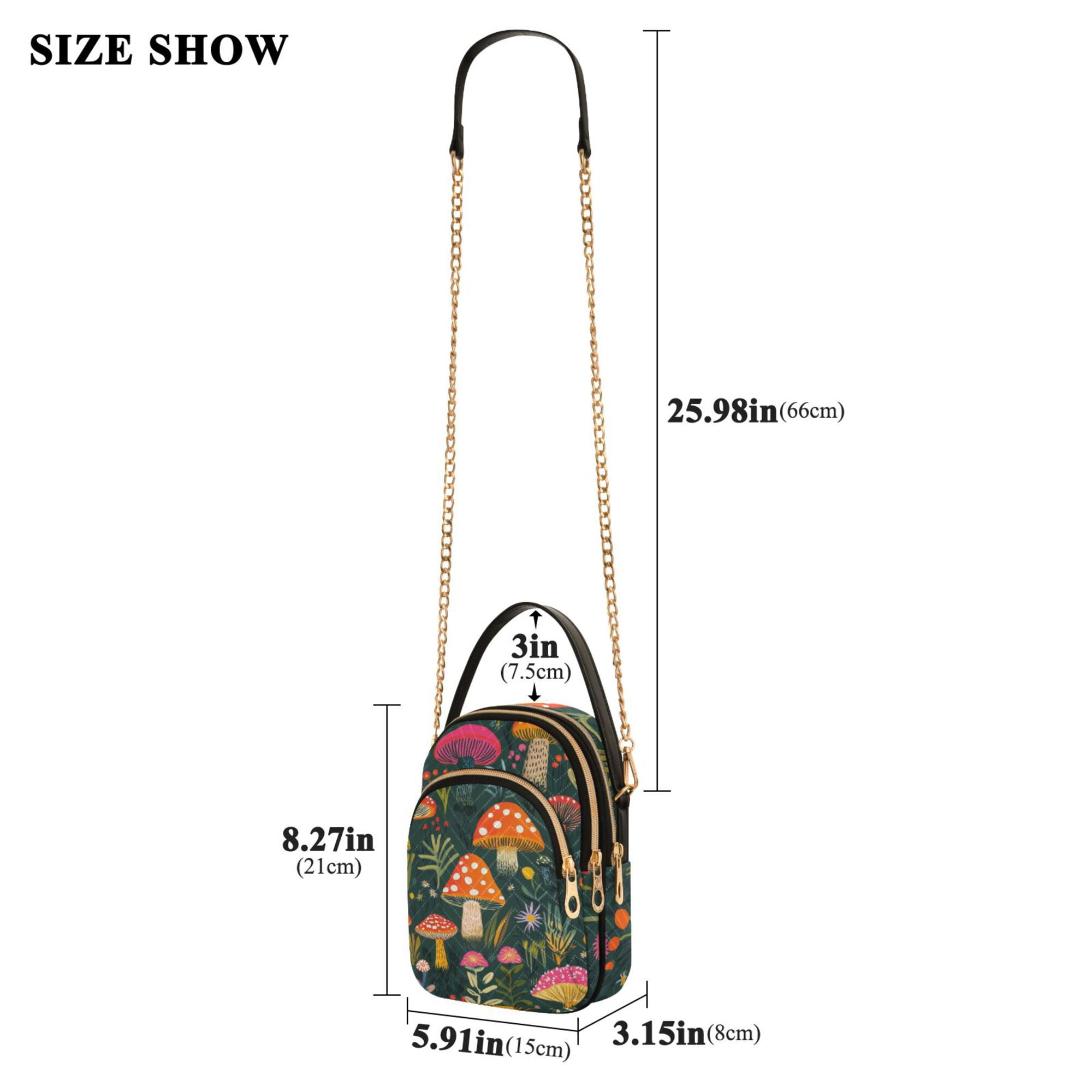 FORMRS Crossbody Bag for Women Quilted Travel Shoulder Cell Phone Purse with Chain Strap Handbag, Orange Mushroom