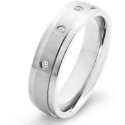 Titanium and 0.05 Carat T.W. Diamond Dual Finished Comfort Fit Band (H-I, SI2)