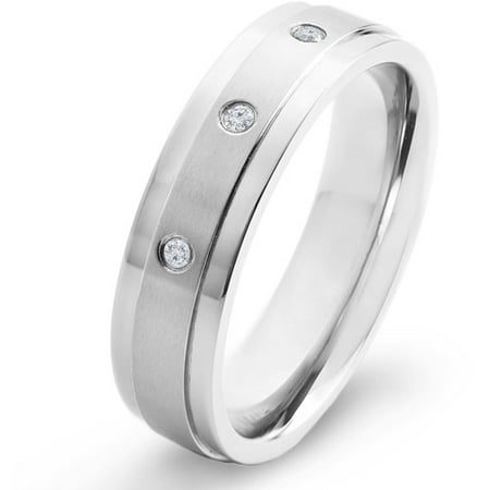Crucible Titanium and 0.05 Carat T.W. Diamond Dual Finished Comfort Fit Band (H-I, SI2)