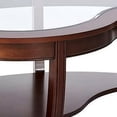 thumbnail image 3 of 51 Inch Coffee Table, Beveled Glass Top, Bean Shape, Cherry Brown Wood- Saltoro Sherpi, 3 of 5