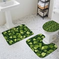 thumbnail image 3 of Dark Green Leaf Bathroom Rugs Set Watercolor Spring Dark Green Leaves Plant Linen Texture Non Slip Absorbent Bath Mats 3 Piece Set with Bathroom Rug, U-Shaped Floor Mat, Toilet Seat Cover Large Size, 3 of 9