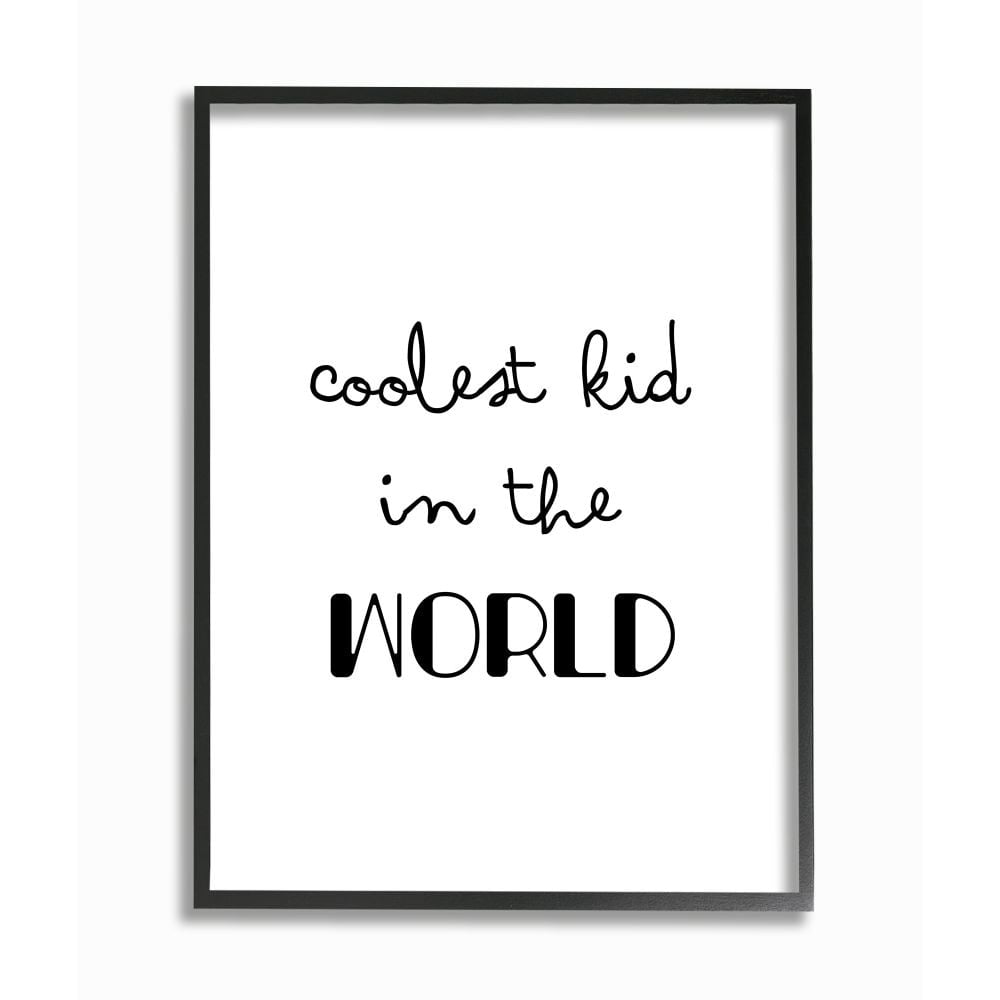 Stupell Industries Coolest Kid In the World Phrase Cursive Script Framed Wall Art Design by Seven Trees Design, 11" x 14", Gray Framed