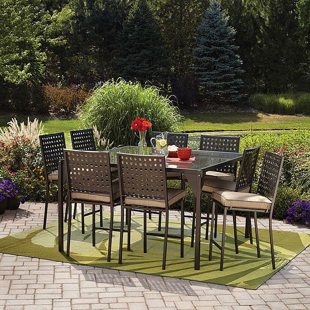 Mainstays Droma Outdoor Patio Dining Set, Cushioned Metal Bar Height with Canopy, Seats 8 - image 2 of 8