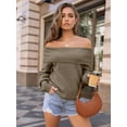 thumbnail image 2 of Womens Off The Shoulder Sweater Oversized Batwing Sleeve Loose Pullover Sweaters Tops, 2 of 13