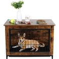 thumbnail image 5 of Arlopu Dog Crate Furniture, Wooden Side End Table, Modern Dog Kennel with Double Doors, Heavy-Duty Dog Cage with Pull-Out Tray, 5 of 11