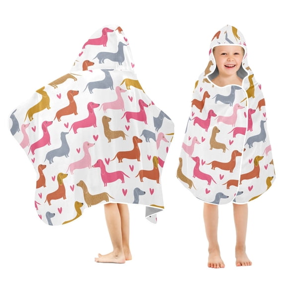 joogoo Dachshund Dogs Heart Kids Hooded Beach Towel Baby Bath Towel 23.5"x50"