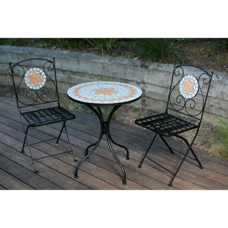 Gibraltar Mosaic Outdoor Bistro Set, Sea