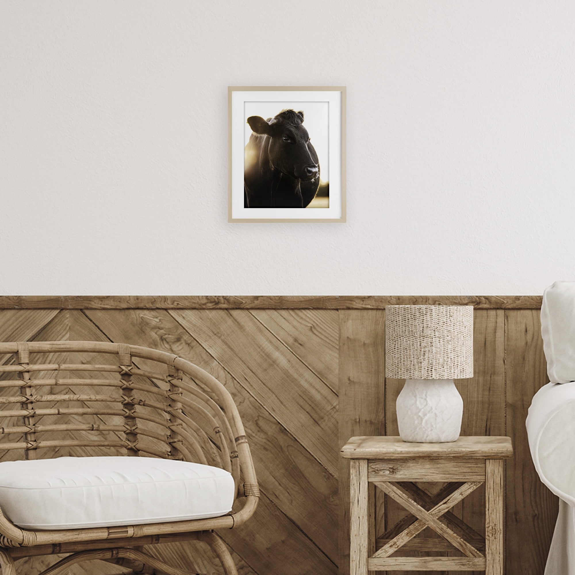 Stupell Industries Bessie The Cow Portrait Birch Framed Print Under Glass, design by Leah Straatsma