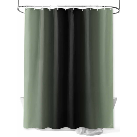 Fsddascl Sage Green Black Ombre Shower Curtain Set - Standard 72" x 72" Bathtub Curtain with 12 Hooks, Gradient Contemporary Abstract Art Waterproof Fabric Stall Shower Curtains for Bathroom/Bathtub