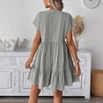 thumbnail image 5 of yillto Womens Dress Ruffle Short Sleeve Tiered Flowy Pleated Loose Mini Dress Casual Short Tshirt Dresses, 5 of 7