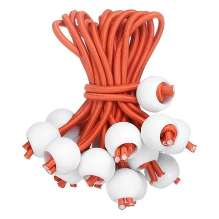 8" Balls Bungee Cords, 20 Pcs Bungee Cords with Balls Elastic Tarp Tie Downs for Tents(Orange/White)