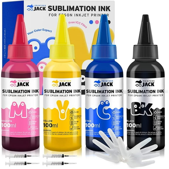Printers Jack 400ml Sublimation Ink for Epson C88  Inkjet Printers Heat Press Transfer on Mugs, Plates, Sheets, Polyester Shirts, Cases, 3-Layer