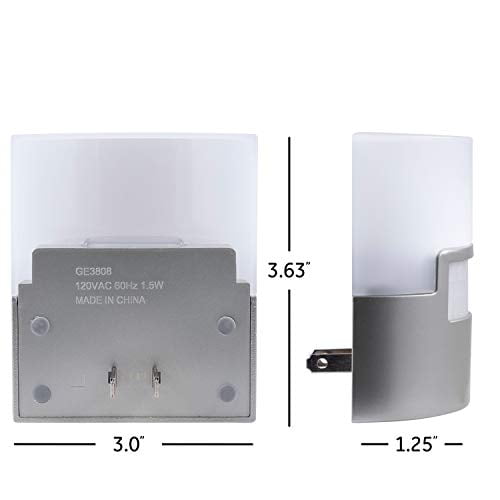 GE Motion Activated Soft White LED Night Lights, 2 Pack, Plug in, 3.63 in,  46632-P1