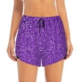 thumbnail image 2 of Xecao's Glitter Purple for a double-layer running short for women, perfect for gym, tennis, and more, featuring a convenient pocket., 2 of 9