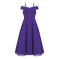 thumbnail image 3 of inhzoy Girls Junior Cold Shoulder V Neck Wedding Bridesmaid Dress Formal Party Evening Gowns Purple 16, 3 of 5