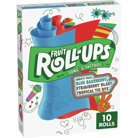 Pack of 2 Fruit Roll-Ups Fruit Flavored Snacks, Variety Pack, Pouches, 10 ct