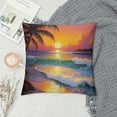 thumbnail image 2 of Creowell  Tropical Purple Palm Trees Sunset Beach Throw Pillow Covers Square Pillowcase Pretectors Cushion Cover for Home Office Sofa Couch, Double-Sided Printed, 2 of 5
