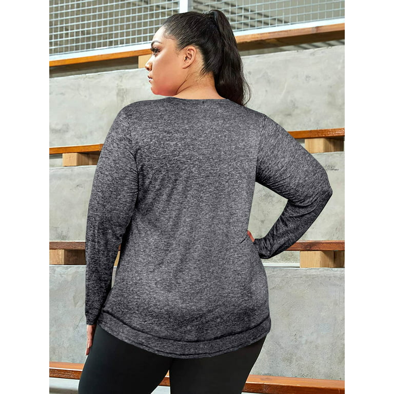 Rivelino Womens Plus Size Long Sleeve Workout Tops Athletic Quick Dry Running Shirts, Women's, Size: 2XL, Multicolor