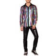 thumbnail image 2 of Camisas metálicas INSPIRE CHIC de manga larga para hombres, con botones, brillantes, para fiestas en clubes nocturnos Rainbow M, 2 of 5