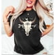 thumbnail image 1 of Cowgirl Skull Pattern T Shirt, Western Cowboys Print Tops, Yee Haw Texas Short Sleeve Shirt, horse Desert Skull Graphic Tee, 1 of 6