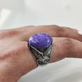 thumbnail image 5 of Charoite Mans Ring, Natural Purple Charoite Ring, Eagle, Oxidized Silver Jewelry, 925 Silver Ring, Birthday Gift, Heavy Mens Ring, Arabic Design, Ottoman Style Ring, Christmas, Turkey Mens Signet Ring, 5 of 8
