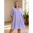 thumbnail image 6 of Homlouue Nightgowns for Women Plus Size,V-Neck Short Sleeve Sleepwear with Pockets,Soft Loose Fit House Dress Loungewear(3XL,Purple), 6 of 8