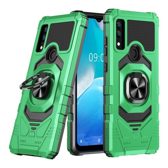 6goodeals Series for AT&T Maestro 3 (U626AA) with Tempered Glass Screen Protector, Full-Body Protective [Military-Grade] Magnetic Car Mount Ring Holder Heavy-Duty - Green