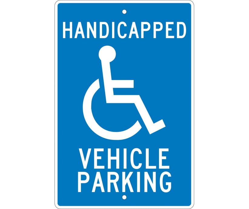 Hillman843485 Handicapped Parking Sign Blue and White Heavy Duty Aluminum Metal 